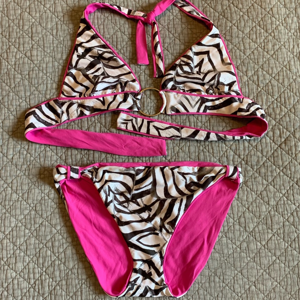 Kenneth Cole Brown Zebra Reversible Bikini